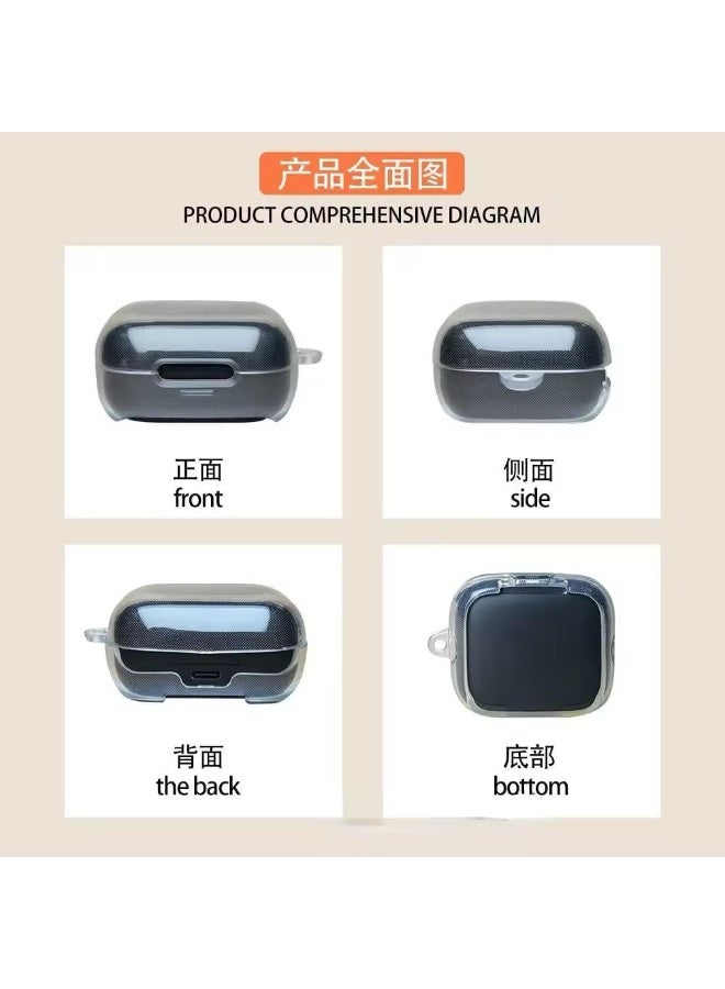 Compatible with Anker Soundcore R50i NC/Anker P30i Case Cover, Soft Silicone Shockproof Protective Case Wireless Earbuds with Carabiner, Front LED Visible (Clear with stand hole) - Image 2